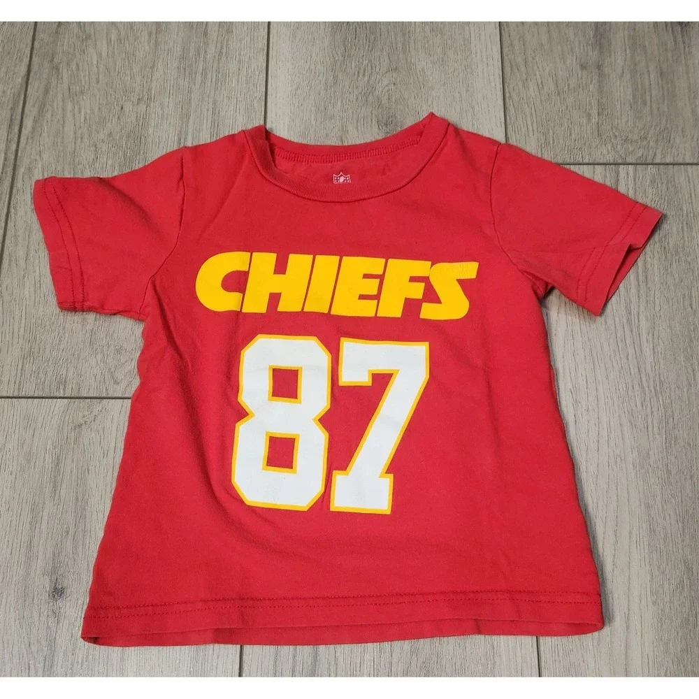 NFL Kansas City Chiefs Travis Kelce 87 Toddler Red Graphic T-Shirt Size 2T